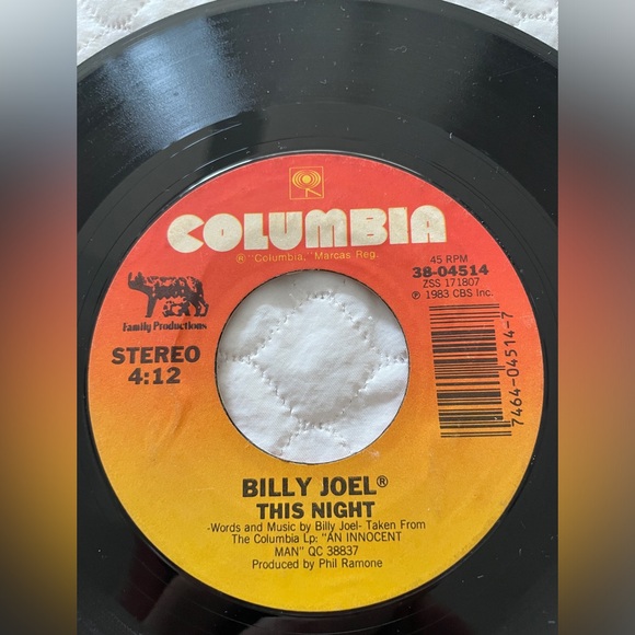 Billy Joel- Leave A Tender Moment Alone/this Night -7”- Columbia-38-04514- 1984 - Picture 1 of 5